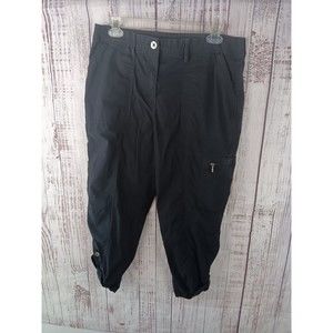 Chicos Capri Pants Sz 1 US Medium Stretch Waist Black Y2K Boho